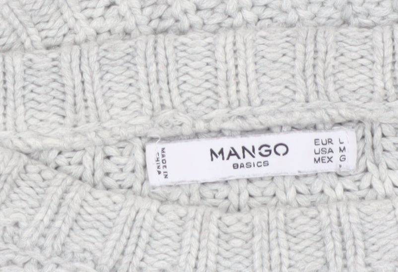 Mango Women Grey L Chunky Knit Crew Neck Pullover Jumper