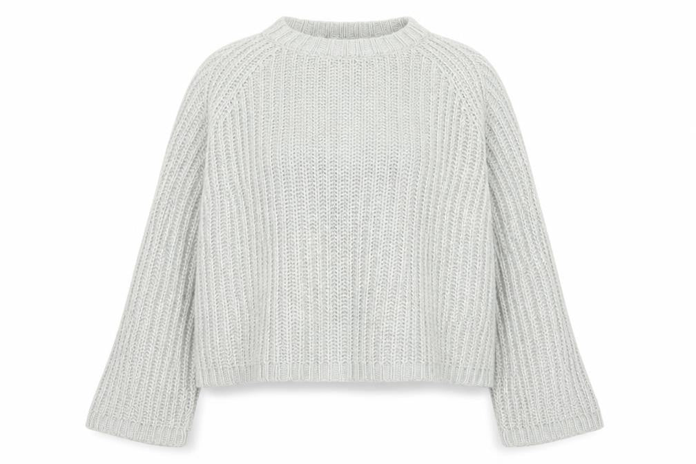 Mango Women Grey L Chunky Knit Crew Neck Pullover Jumper
