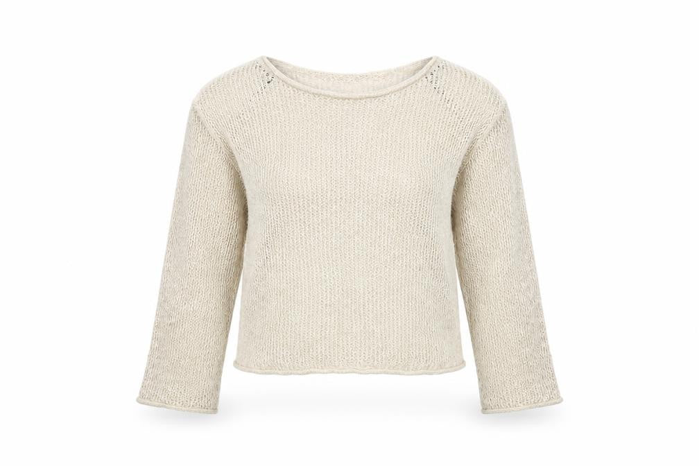 M&S Women Ivory L Open Knit Linen Blend Lightweight Jumper