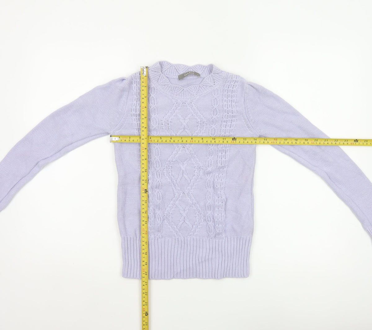 Oasis Women Purple XS Cable Knit Cotton Crew Neck Pullover Jumper