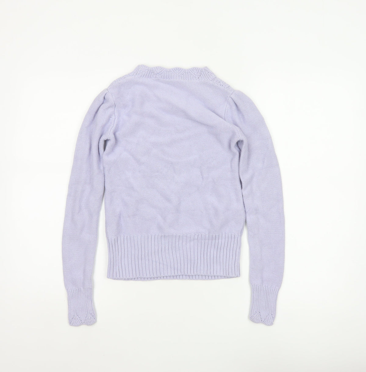 Oasis Women Purple XS Cable Knit Cotton Crew Neck Pullover Jumper