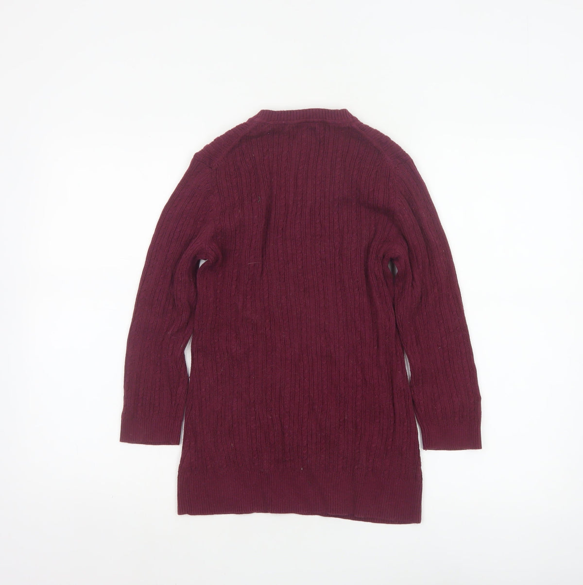 Croft & Barrow Women Red Small Cable Knit V-Neck Henley Tunic Jumper