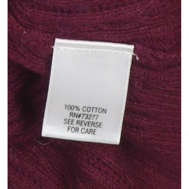 Croft & Barrow Women Red Small Cable Knit V-Neck Henley Tunic Jumper