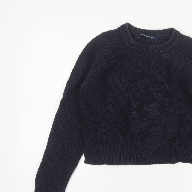 French Connection Women’s Blue S Cotton Crew Neck Knit Jumper