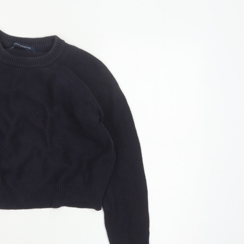 French Connection Women’s Blue S Cotton Crew Neck Knit Jumper