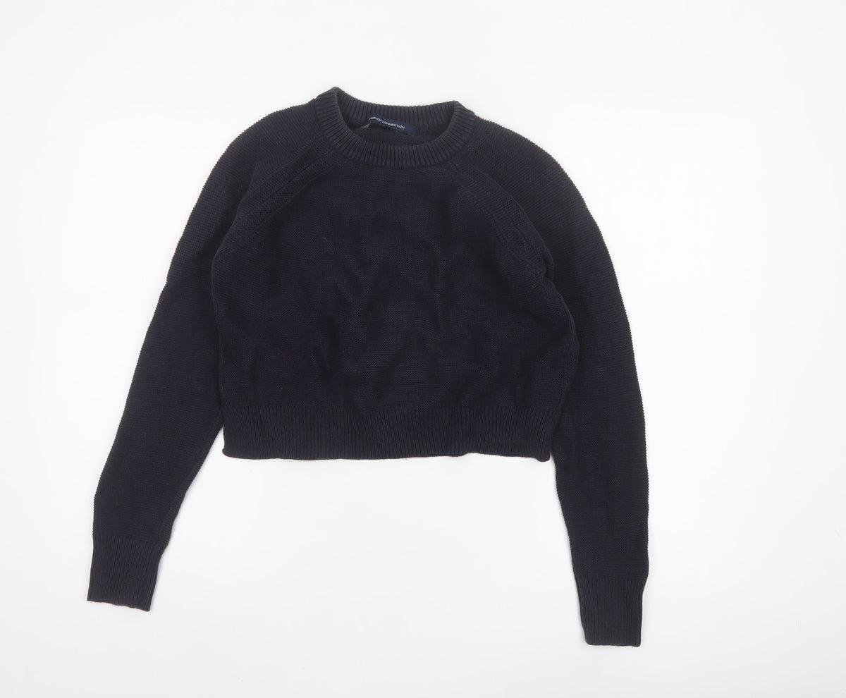 French Connection Women’s Blue S Cotton Crew Neck Knit Jumper
