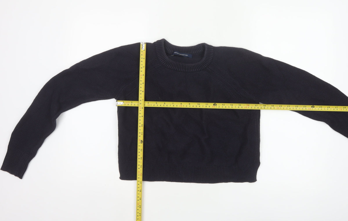 French Connection Women’s Blue S Cotton Crew Neck Knit Jumper
