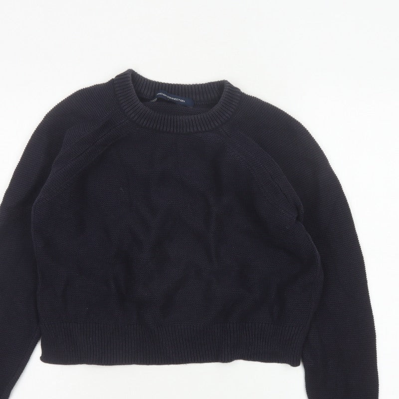 French Connection Women’s Blue S Cotton Crew Neck Knit Jumper