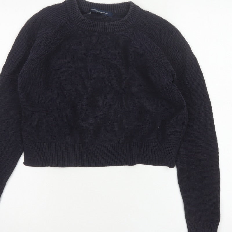 French Connection Women’s Blue S Cotton Crew Neck Knit Jumper