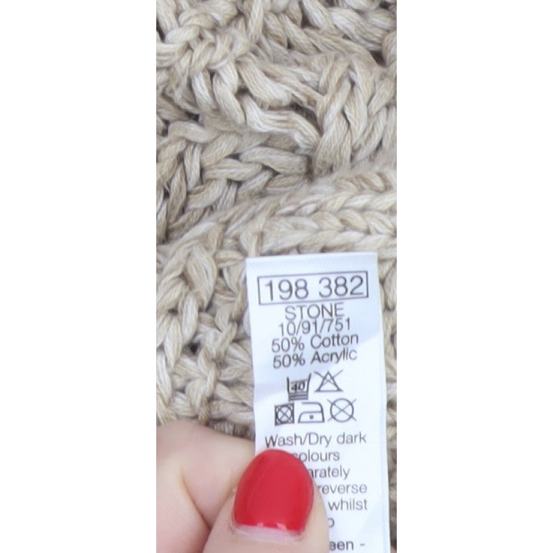 M&Co Women Beige M Chunky Cable Knit Short Sleeve Button Cardigan