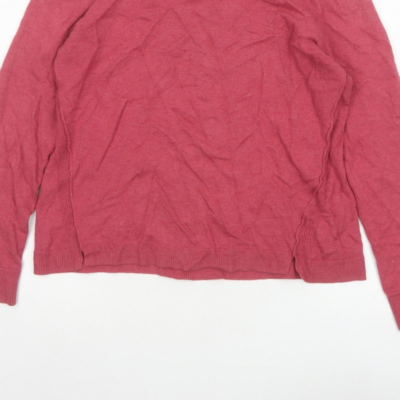 White Stuff Women Pink Size 12 Crew Neck Long Sleeve Knit Jumper