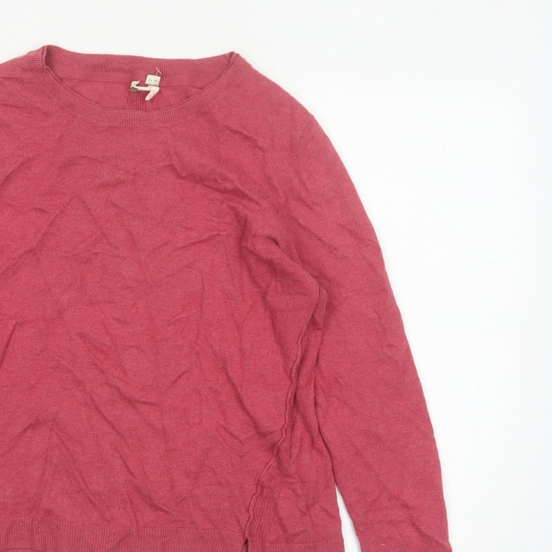 White Stuff Women Pink Size 12 Crew Neck Long Sleeve Knit Jumper
