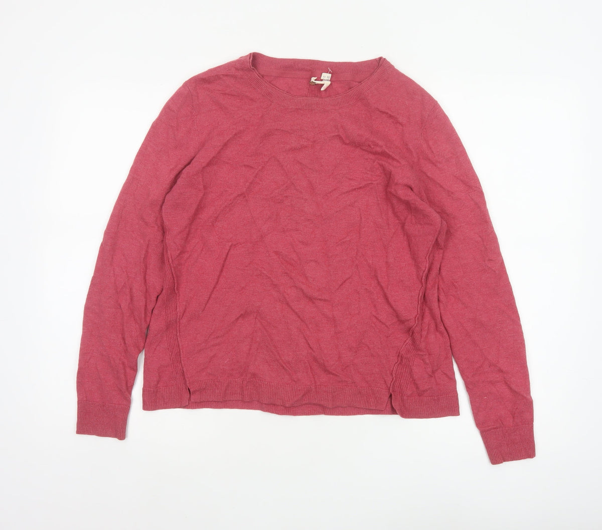 White Stuff Women Pink Size 12 Crew Neck Long Sleeve Knit Jumper