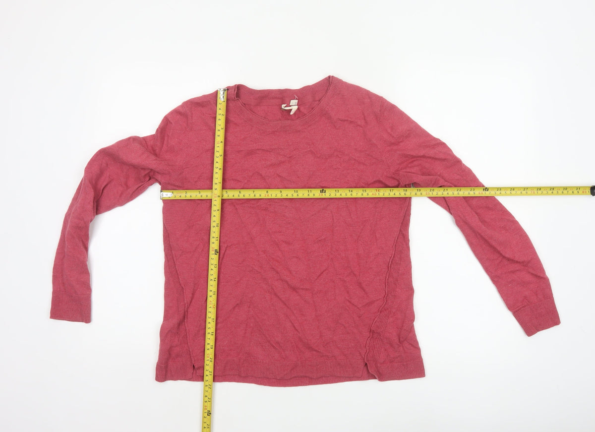 White Stuff Women Pink Size 12 Crew Neck Long Sleeve Knit Jumper