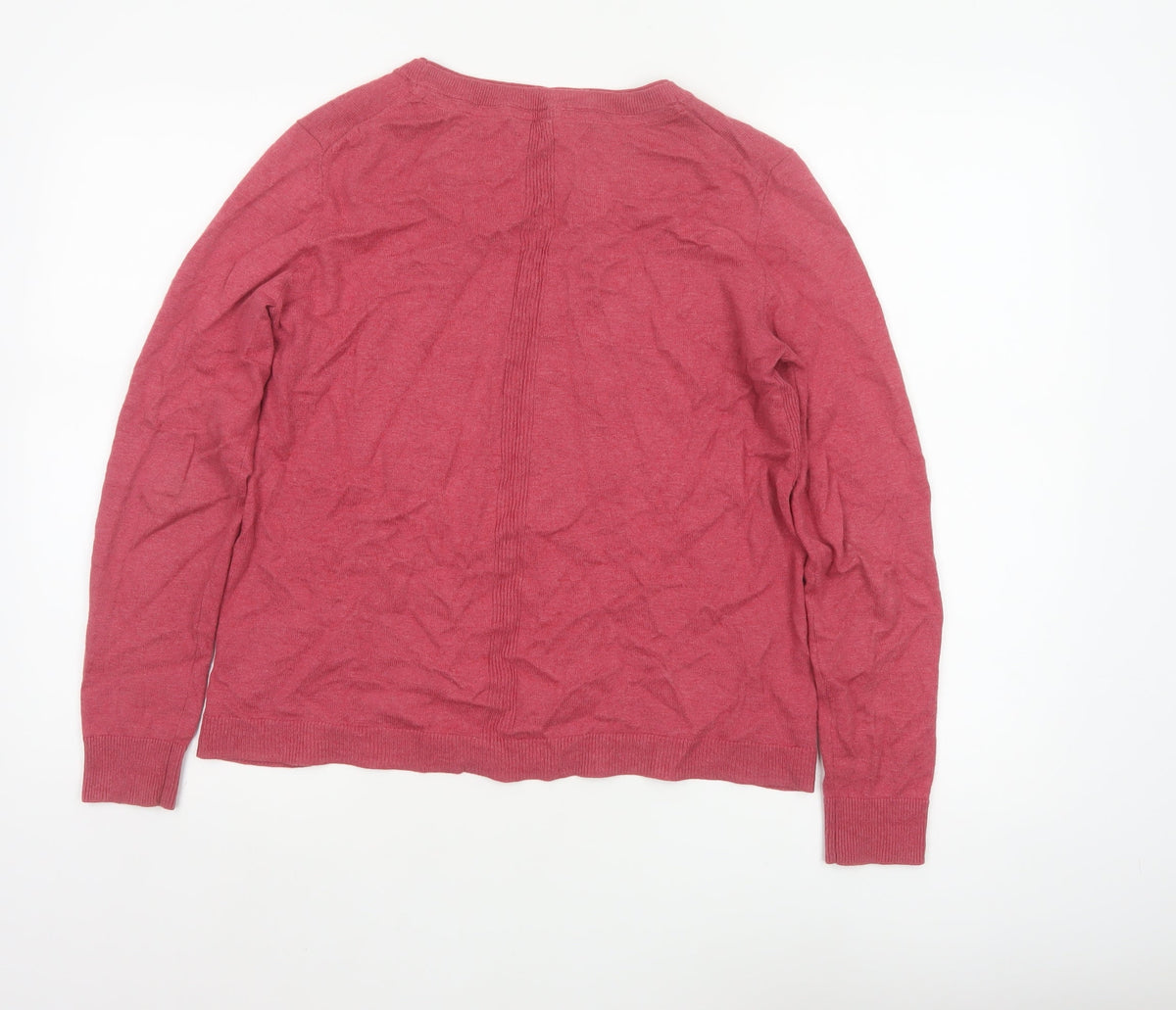 White Stuff Women Pink Size 12 Crew Neck Long Sleeve Knit Jumper