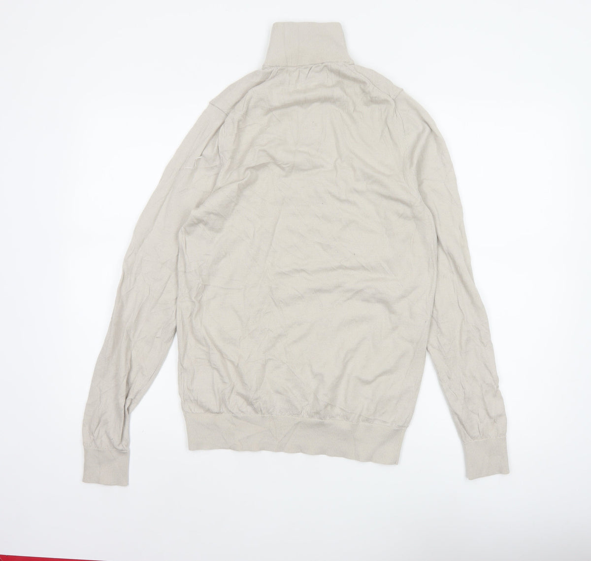 Autograph Men Ivory S Merino Wool 1/4 Zip High Neck Jumper
