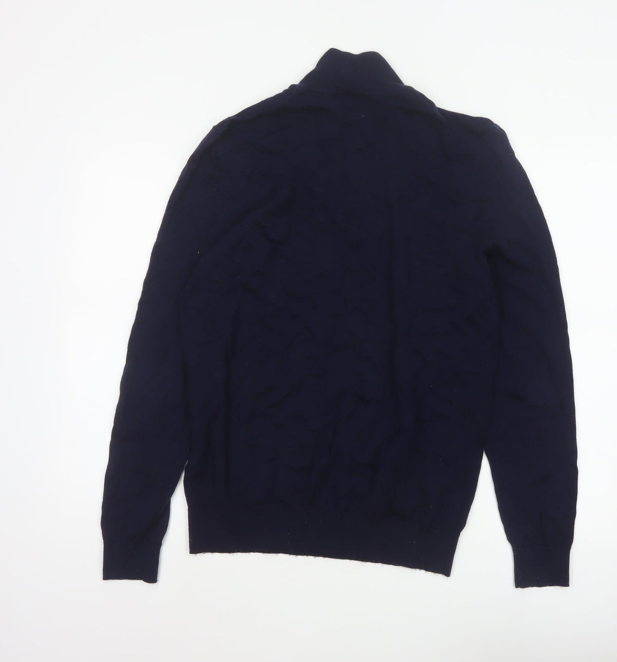 John Lewis & Partners Men's Blue L Merino Wool 1/4 Zip Jumper