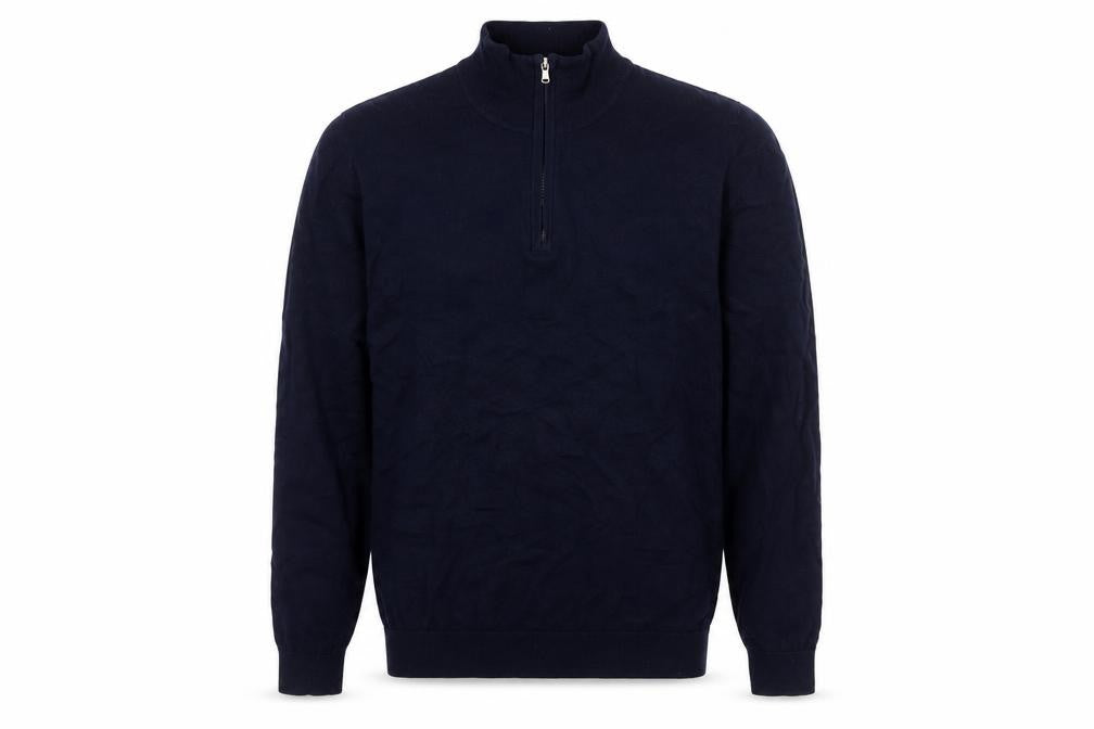 John Lewis & Partners Men's Blue L Merino Wool 1/4 Zip Jumper