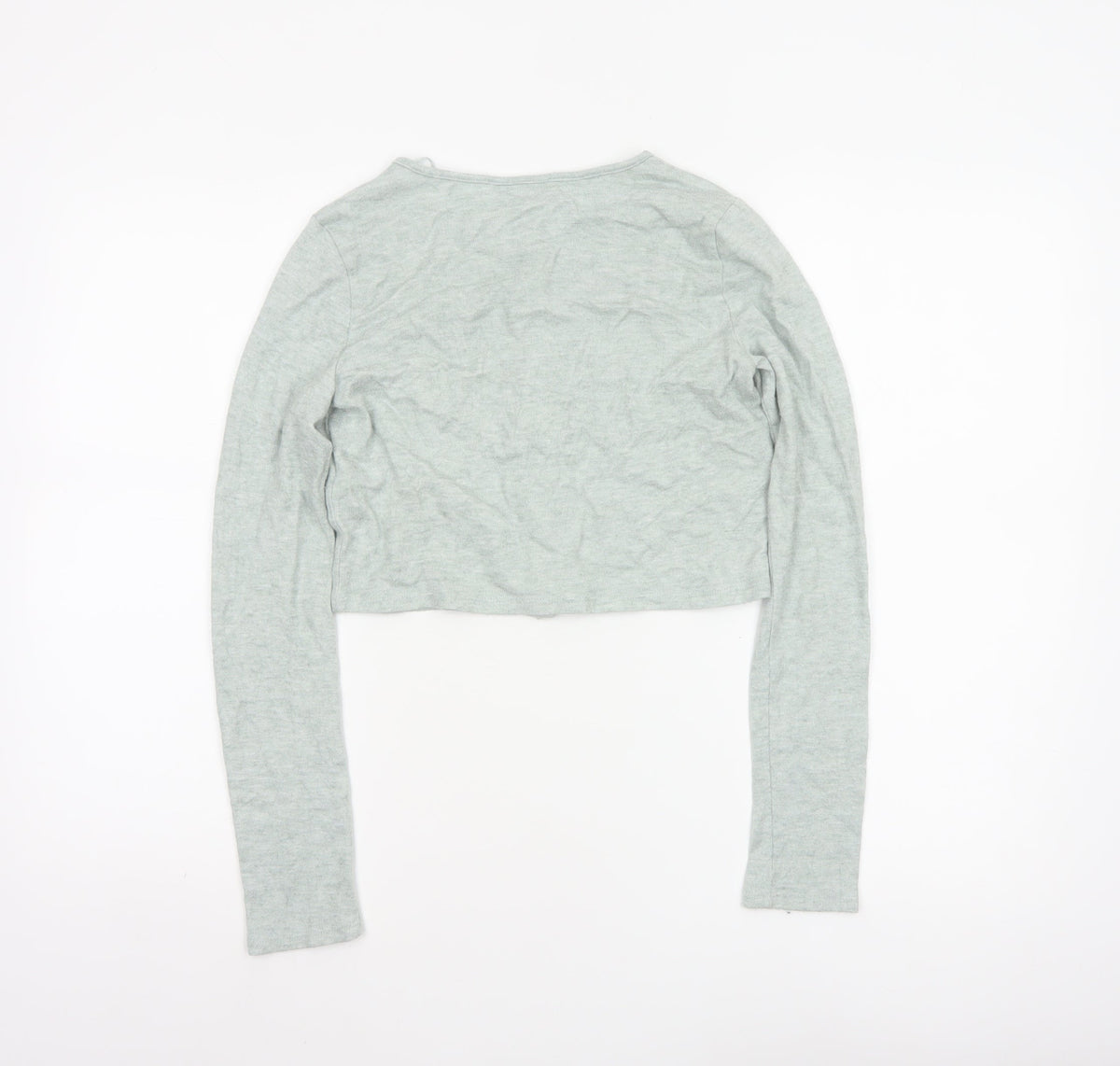 Zara Women Grey M Fine Knit Button Cardigan Long Sleeve