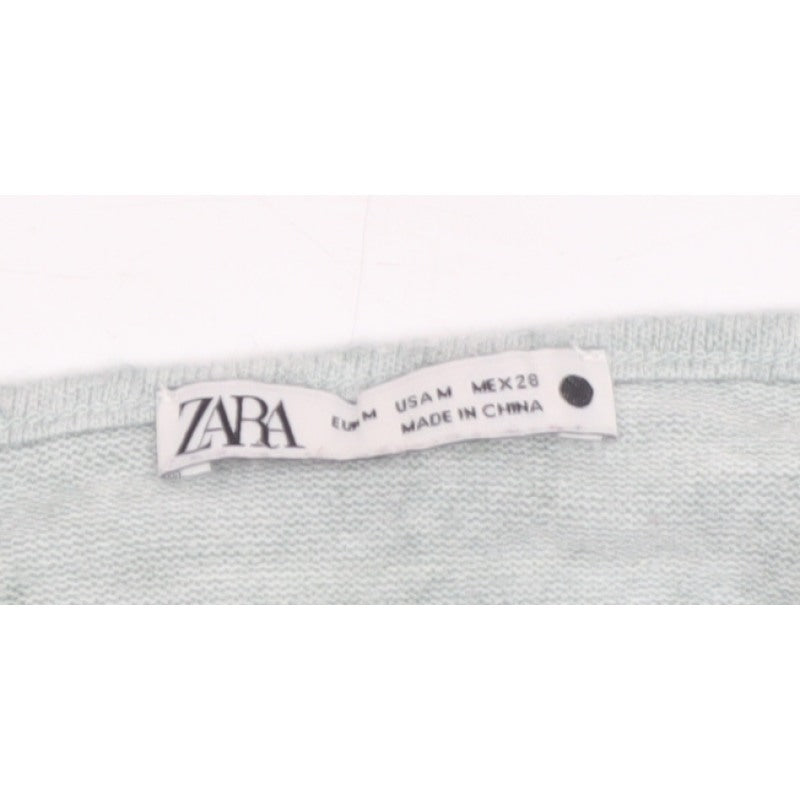 Zara Women Grey M Fine Knit Button Cardigan Long Sleeve