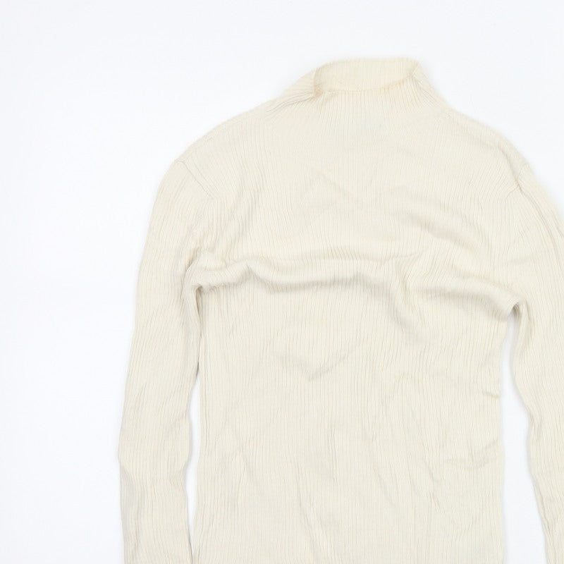 Marks and Spencer Women Ivory Size 6 Merino Blend High Neck Jumper