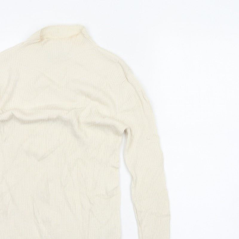 Marks and Spencer Women Ivory Size 6 Merino Blend High Neck Jumper