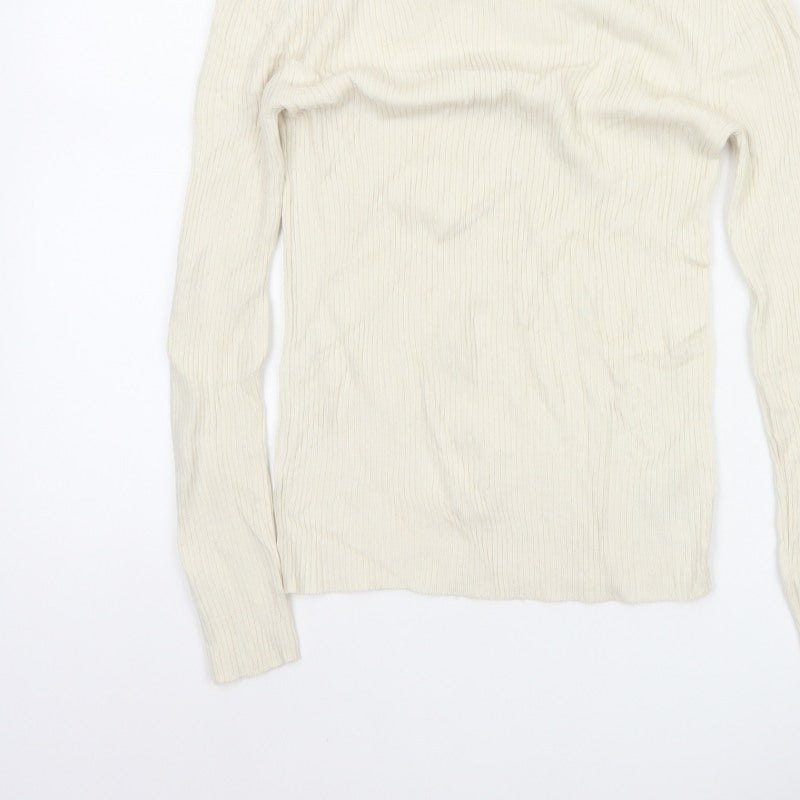 Marks and Spencer Women Ivory Size 6 Merino Blend High Neck Jumper