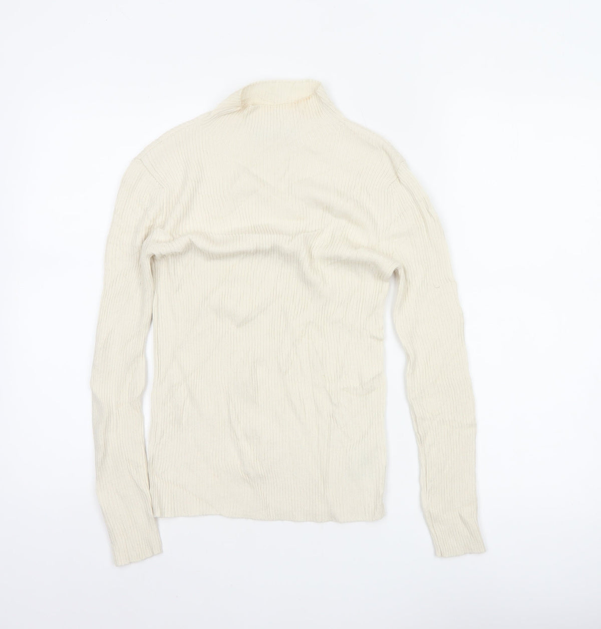Marks and Spencer Women Ivory Size 6 Merino Blend High Neck Jumper