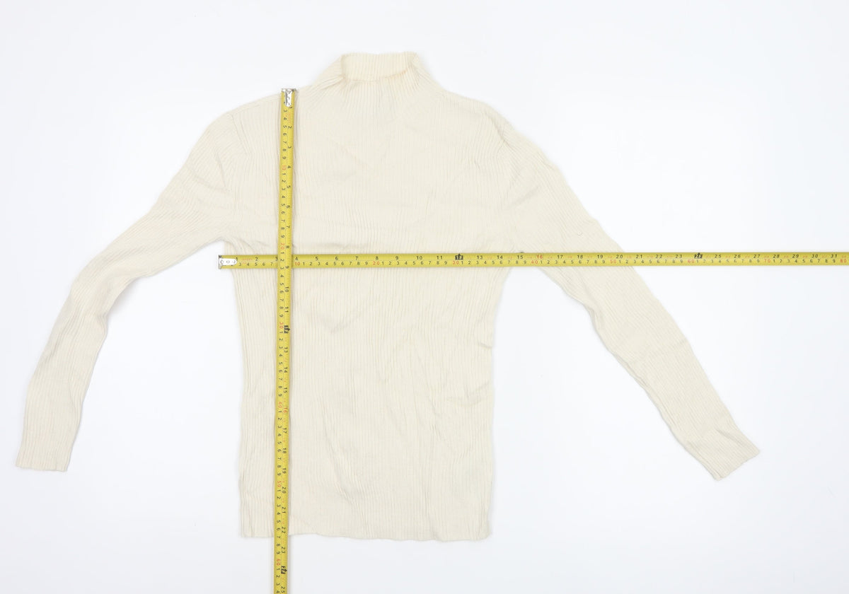 Marks and Spencer Women Ivory Size 6 Merino Blend High Neck Jumper