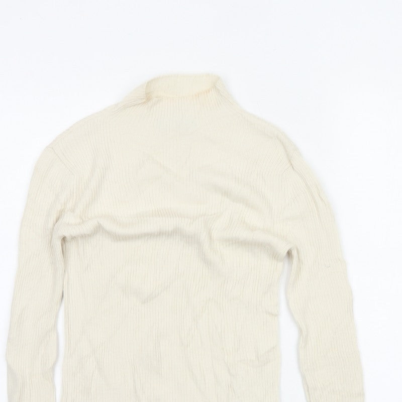 Marks and Spencer Women Ivory Size 6 Merino Blend High Neck Jumper