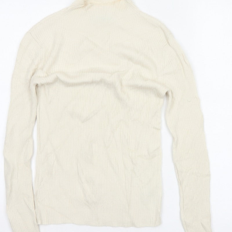 Marks and Spencer Women Ivory Size 6 Merino Blend High Neck Jumper