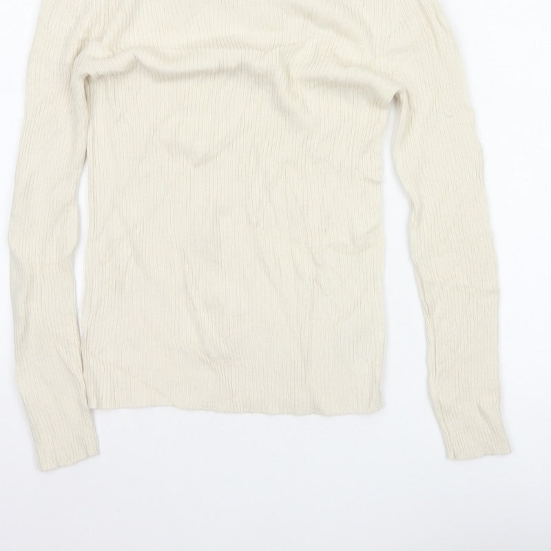 Marks and Spencer Women Ivory Size 6 Merino Blend High Neck Jumper