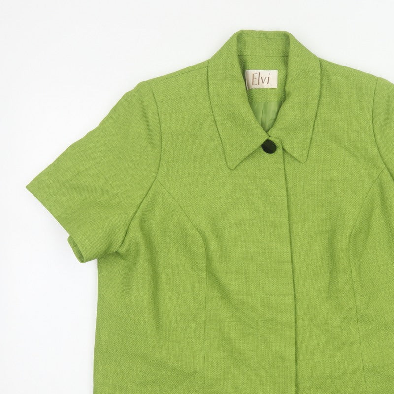 Elvi Women’s Green Size 20 Short Sleeve Single-Breasted Blazer Jacket