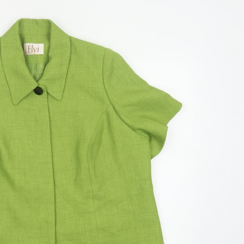 Elvi Women’s Green Size 20 Short Sleeve Single-Breasted Blazer Jacket