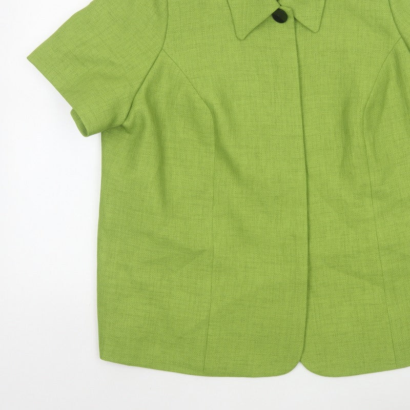 Elvi Women’s Green Size 20 Short Sleeve Single-Breasted Blazer Jacket