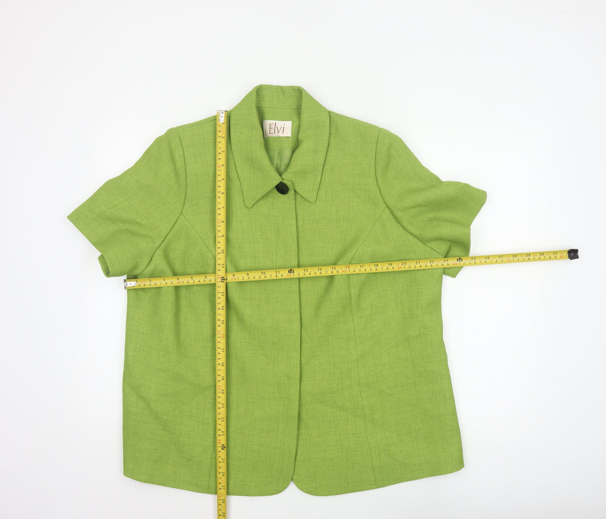 Elvi Women’s Green Size 20 Short Sleeve Single-Breasted Blazer Jacket