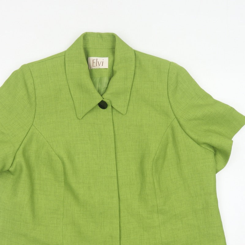 Elvi Women’s Green Size 20 Short Sleeve Single-Breasted Blazer Jacket