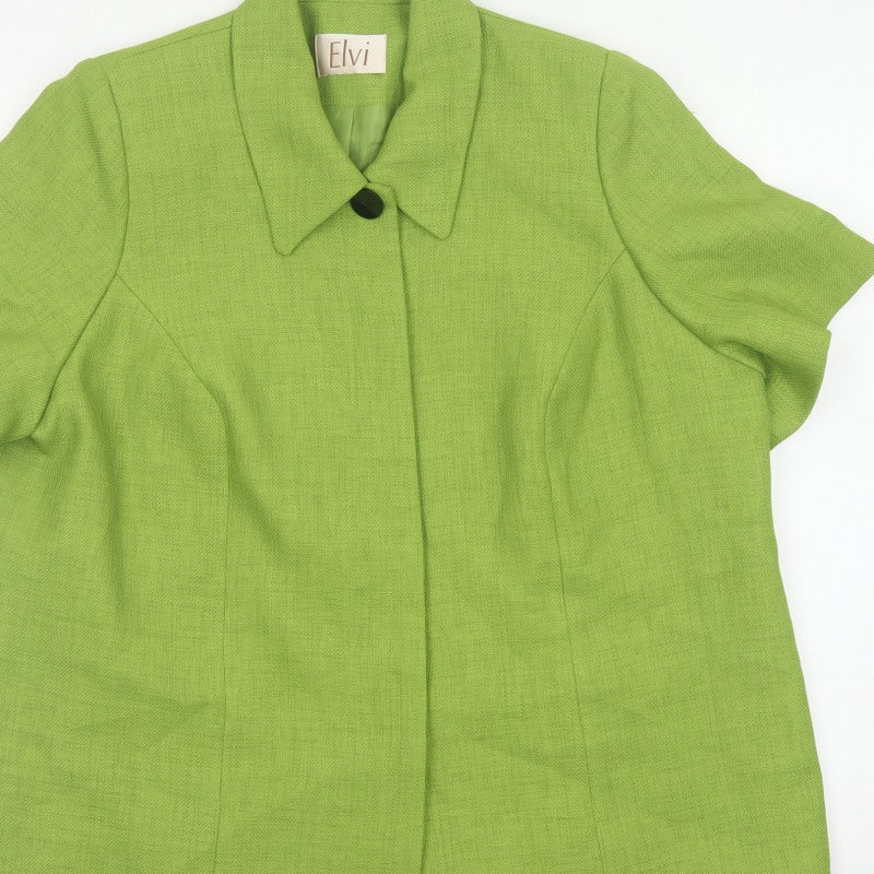 Elvi Women’s Green Size 20 Short Sleeve Single-Breasted Blazer Jacket