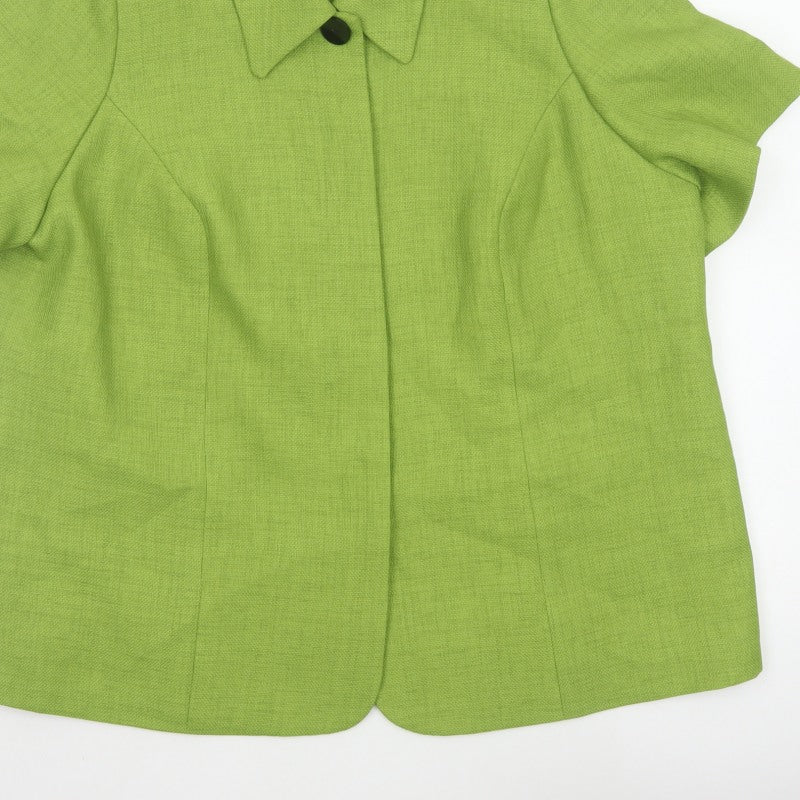 Elvi Women’s Green Size 20 Short Sleeve Single-Breasted Blazer Jacket