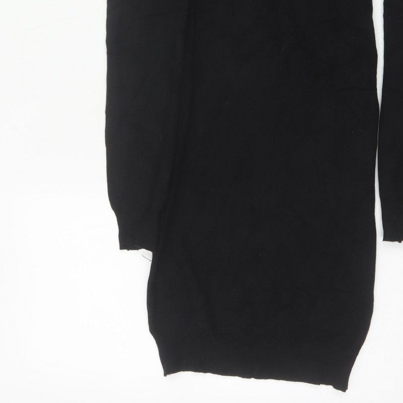 PrettyLittleThing Women Black UK 8 Bodycon Knit Cold Shoulder Midi Dress