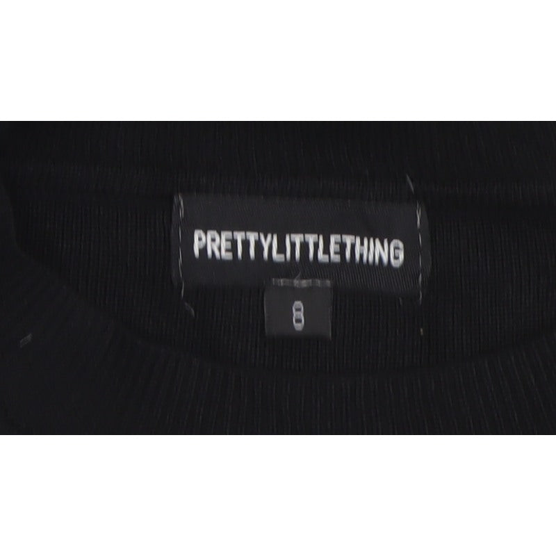 PrettyLittleThing Women Black UK 8 Bodycon Knit Cold Shoulder Midi Dress