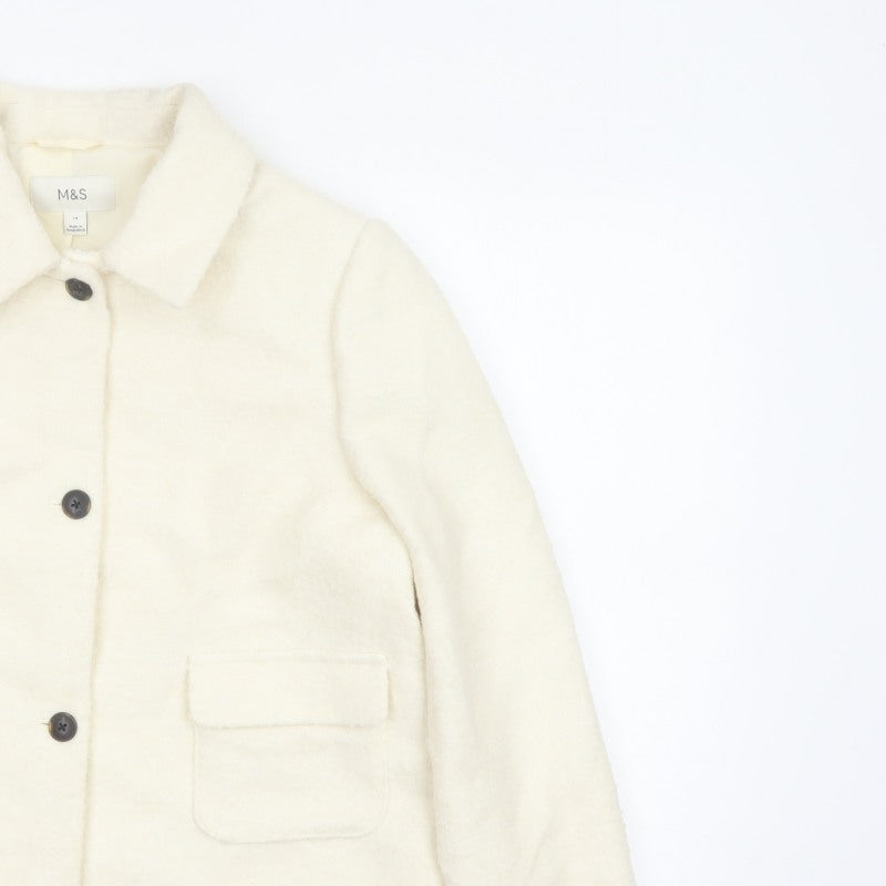 Marks and Spencer Women Ivory UK 14 Wool Blend Short Jacket