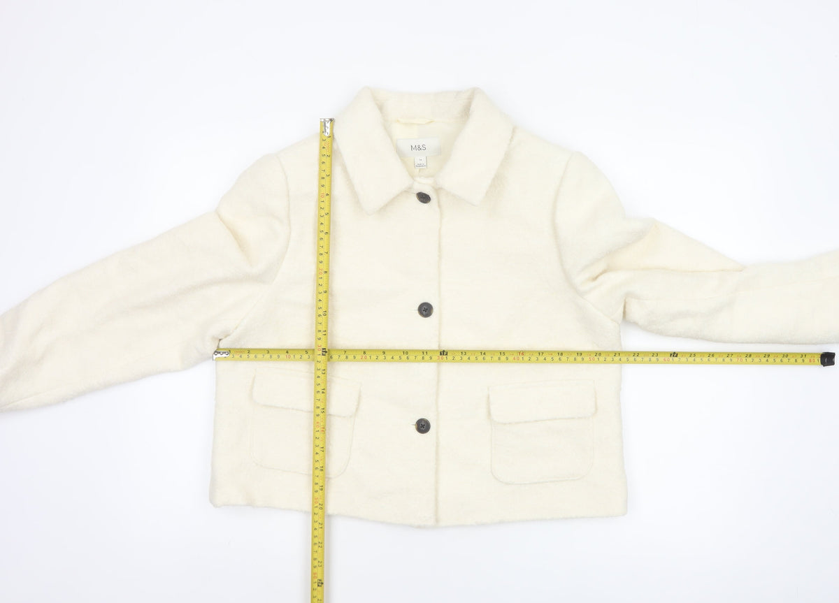 Marks and Spencer Women Ivory UK 14 Wool Blend Short Jacket
