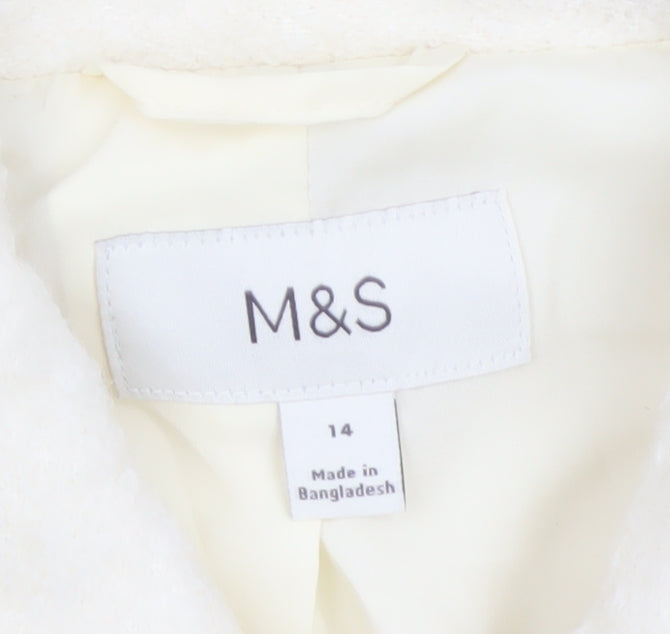 Marks and Spencer Women Ivory UK 14 Wool Blend Short Jacket