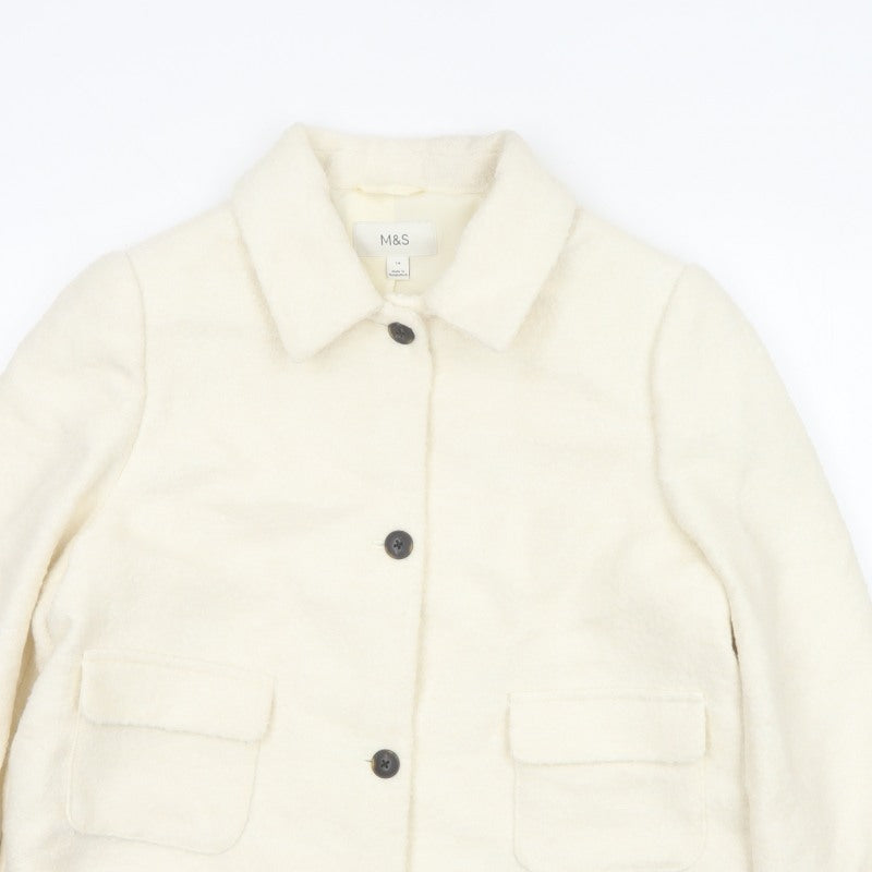 Marks and Spencer Women Ivory UK 14 Wool Blend Short Jacket