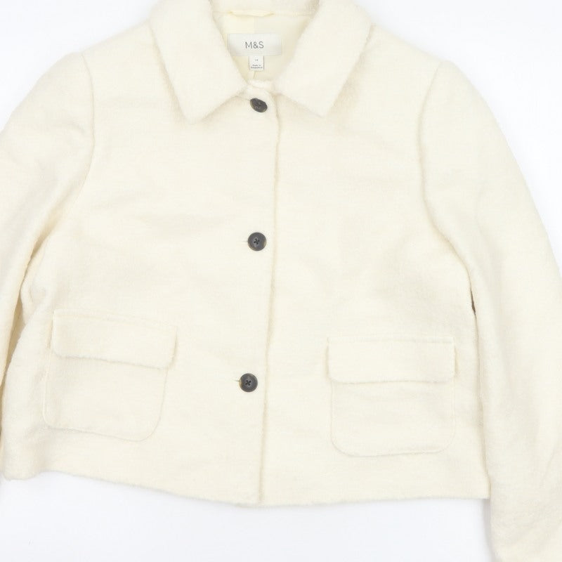 Marks and Spencer Women Ivory UK 14 Wool Blend Short Jacket