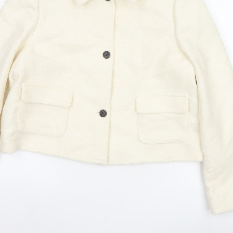 Marks and Spencer Women Ivory UK 14 Wool Blend Short Jacket