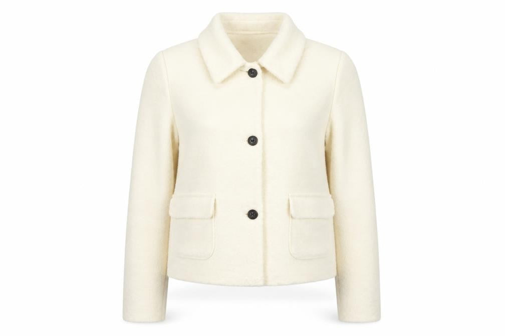 Marks and Spencer Women Ivory UK 14 Wool Blend Short Jacket