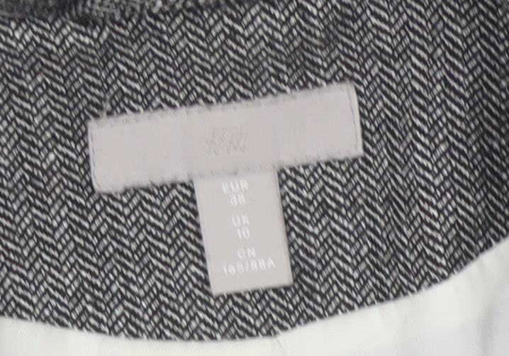 Mango Women Grey Herringbone Blazer UK 10 Single-Breasted Lined