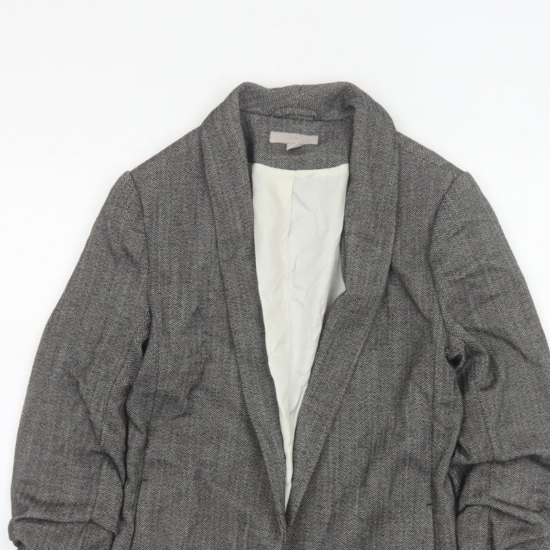 Mango Women Grey Herringbone Blazer UK 10 Single-Breasted Lined